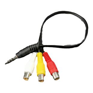 35电脑加长头18CM转3莲花母3RCA母AV线一分三音视频转接线35转AV