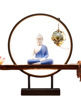 禅意中式如来佛摆件陶瓷东南亚泰佛紫砂释迦牟尼佛像软装玄关饰品