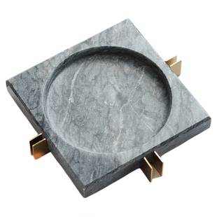 北欧轻奢酒店大堂大理石烟灰缸家用客厅创意办公室样板房装饰摆件
