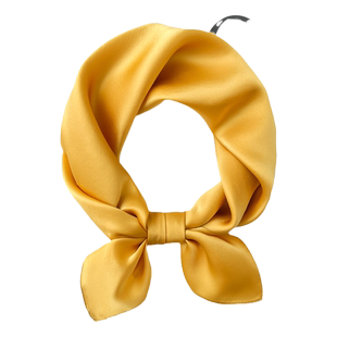 纯黄色小方巾丝巾女春秋夏季职业装饰护颈围脖子真丝桑蚕丝薄围巾