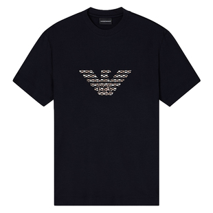 Armani/阿玛尼EA 男士鹰标丝光棉休闲短袖T恤 EM003007 AF18312