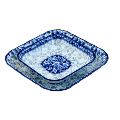 参宝正品牛排青花点心西式盘子