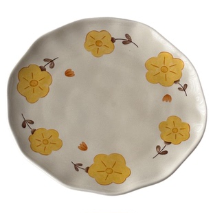 穆尼小黄花陶瓷餐具甜品盘沙拉盘小清新家用高颜值碗盘菜盘马克杯