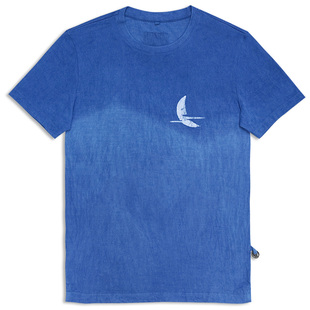 【日月染山】手绘渐变蜡染植物蓝染手工原创草木染indigo短袖T恤