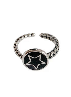 日韩滴胶五角星戒指女ins潮网红时尚蹦迪个性食指戒小众设计配饰