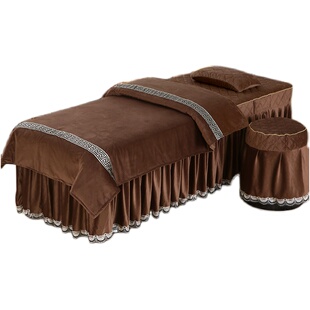 纯色保暖按摩美容院床罩理疗按摩四件套被单床垫套水晶绒被罩包邮