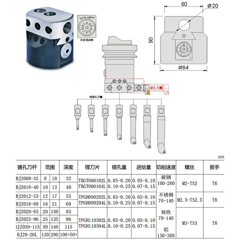 镗孔器套装2084NBH微调精镗刀杆BT-NT-MT-R8柄多种选择套装镗刀