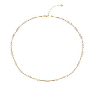 莱绅通灵珠宝 Only系列 流光 S925银 淡水珍珠银项链 小米珠项链