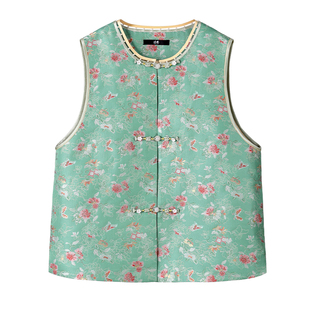 中国丝绸隆鹊【陆美英 繁花吉影】非遗宋锦马甲新中式国风桑蚕丝