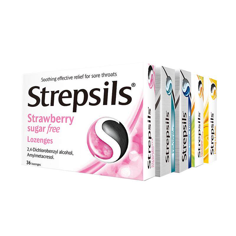 英国Strepsils使立消润喉糖维c蜂蜜柠檬无糖亮嗓薄荷清凉办公室闷