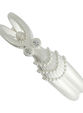 银色下腰小人花镶石开口手镯