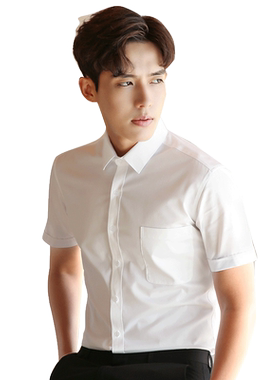 白短袖衬衫男夏季工作服白色衬衣