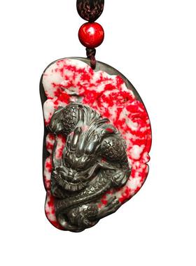 原矿朱砂鸡血石雕刻手把件