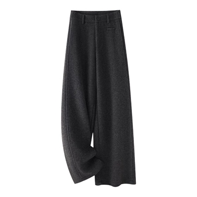 羊毛呢灰色阔腿裤女冬季2025新款