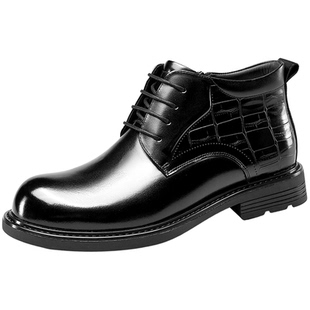 意尔康男鞋2025新款冬季真皮加绒二棉鞋男士高帮商务正装皮鞋短靴