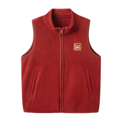 三枪儿童外穿背心男童家居服女孩马甲保暖吉庆摇粒绒青少年马甲