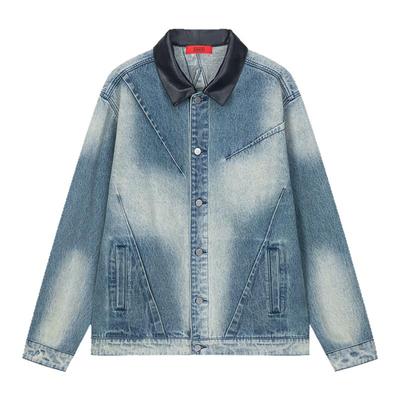 INXX复古做旧街头牛仔外套男时尚拼接蜡染廓形酷飒夹克女