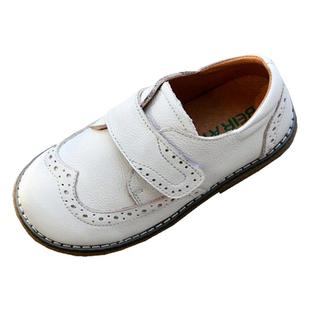 贝然真皮英伦黑白色儿童小皮鞋女童单鞋2025新款秋季宝宝学院风潮