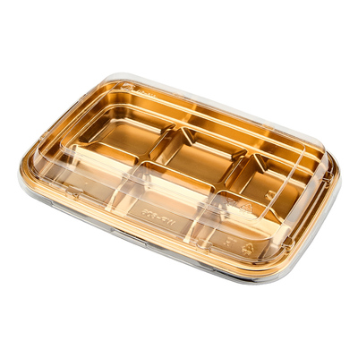 高档金色九宫格拼盘分格日料刺身寿司三文鱼生鲜打包盒正方形包装