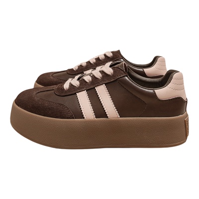 SNOWELF【6cm棕色厚底鞋子女】