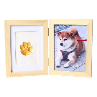 狗狗印泥纪念宠物脚印diy猫咪爪印猫掌印实木相框 狗爪印木质摆台