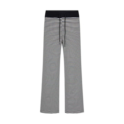 SREK 条纹阔腿牛仔裤女夏季新款美式复古宽松显瘦直筒拖地长裤子