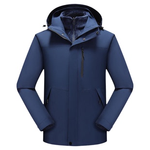 羽绒内胆冲锋衣定制工作服印logo企业团队户外加绒保暖外套可拆卸