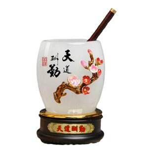 纯琉璃喜上眉梢茶叶罐笔筒套装商务会议开业教师节礼品可logo定制