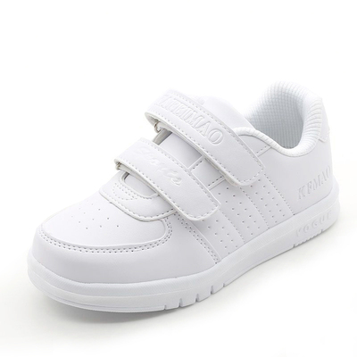 儿童白色运动鞋男童鞋幼儿园皮面