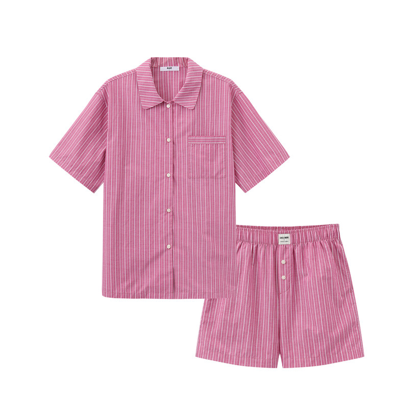 CoZ条纹睡衣女纯棉2026夏季新款短袖短裤甜美风家居服套装可外穿