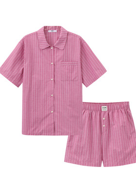 CoZ条纹睡衣女纯棉2026夏季新款短袖短裤甜美风家居服套装可外穿