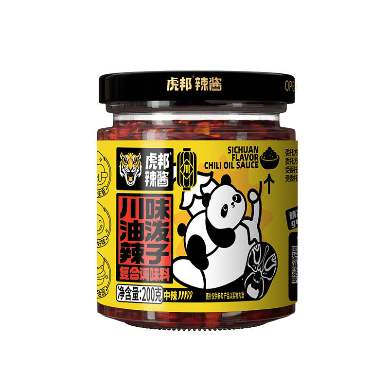 虎邦川味油泼辣子200g四川风味红油辣椒酱麻辣烫冒菜凉拌调料微辣