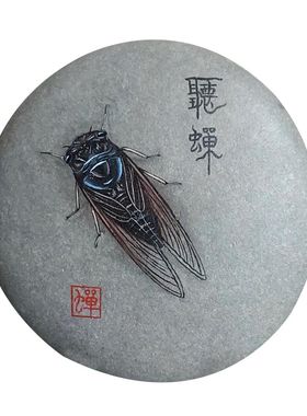 成品节日礼物手绘书架石头画