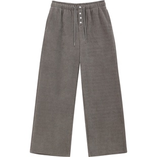 120斤的大杨 胖mm加绒加厚休闲裤梨型高腰遮肚显瘦雪尼尔阔腿裤秋