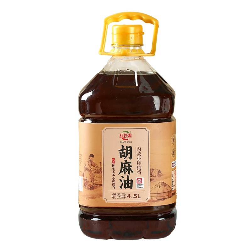 红井源小榨胡麻油4.5L内蒙古正宗熟榨亚麻籽油物理热榨家用炒菜油