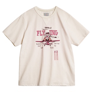 马登工装美式复古老虎印花阿美咔叽T恤宽松休闲二本针短袖男春夏