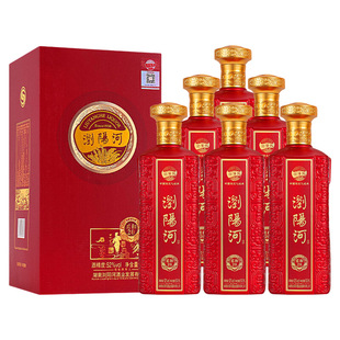 浏阳河白酒整箱6瓶52度浓香型纯粮白酒礼盒装送礼品袋柔和20