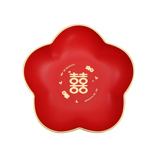 结婚果盘客厅专用红色喜糖盘婚礼用的喜盘子订婚网红干果盘摆件