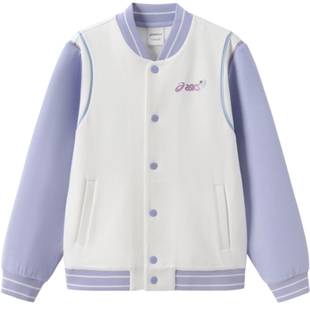 ASICS/亚瑟士童装舒适年春季棒球衫撞色拼接针织外套经典网球运动