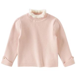 戴维贝拉女童半高领毛衣2026冬季新款中大童洋气针织衫儿童套头衫