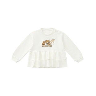 【新年特享5折起】Moschino/莫斯奇诺 婴童泰迪熊荷叶摆长袖T恤