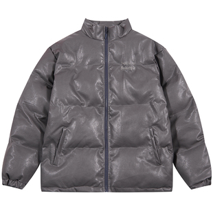 CHIGGALAB黄鬼秋冬字母PU棉服夹克加厚款美式街头情侣款外套国潮