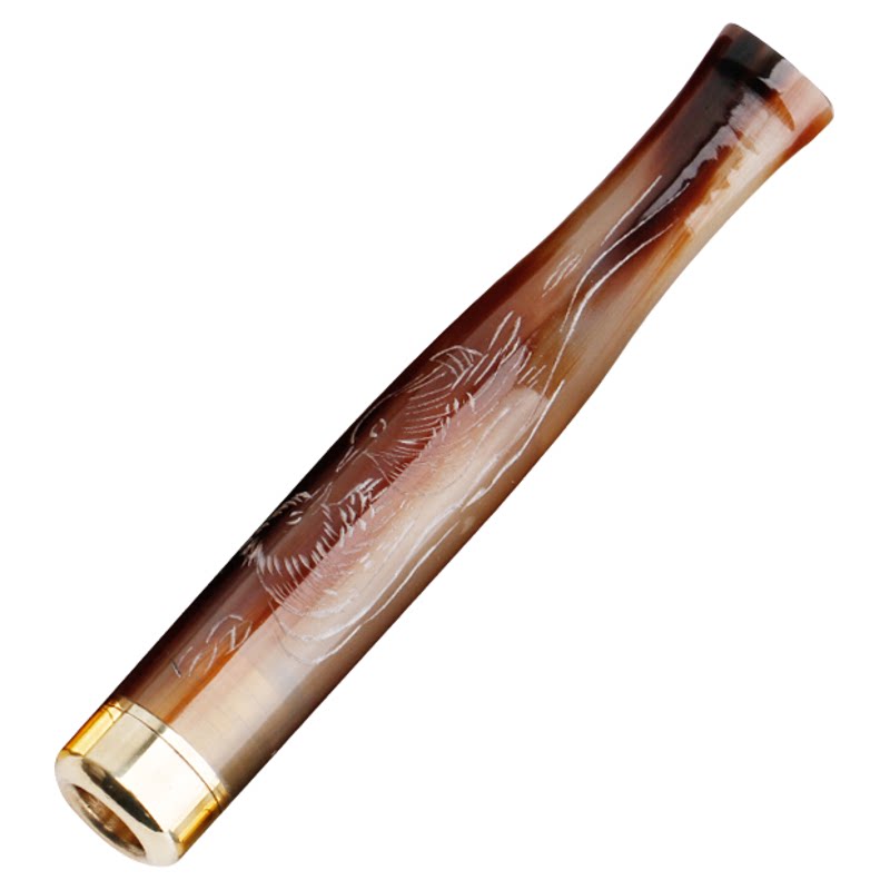 正品手工雕刻牛角烟嘴过滤器粗中细三用可清洗循环型拉杆过滤嘴男