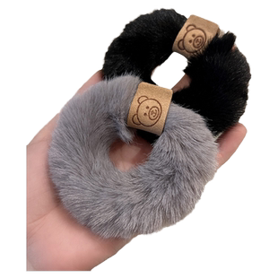 毛绒发圈头绳秋冬女2025新款高端扎发皮筋高弹无痕加粗大肠圈头饰