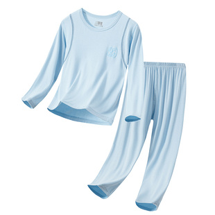 儿童莫代尔春秋睡衣秋衣秋裤套装薄款夏季长袖男童女童家居空调服