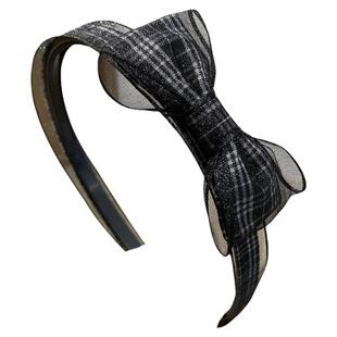 发箍女韩国百搭外出气质英伦格子头箍韩版蝴蝶结发卡压发夹头饰品