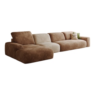 2025新款拼色奶油中古风布套全拆洗防猫抓客厅布艺沙发雪尼尔贵妃