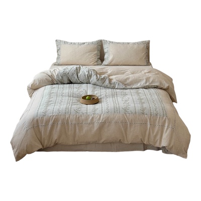 法式少女棉麻色织四件套