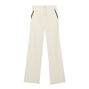 秋冬新款kodice白色棉质宽松直筒休闲裤子长裤抽绳松紧腰时尚百搭