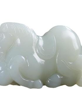 和田玉生肖马手把件玉石吊坠白玉